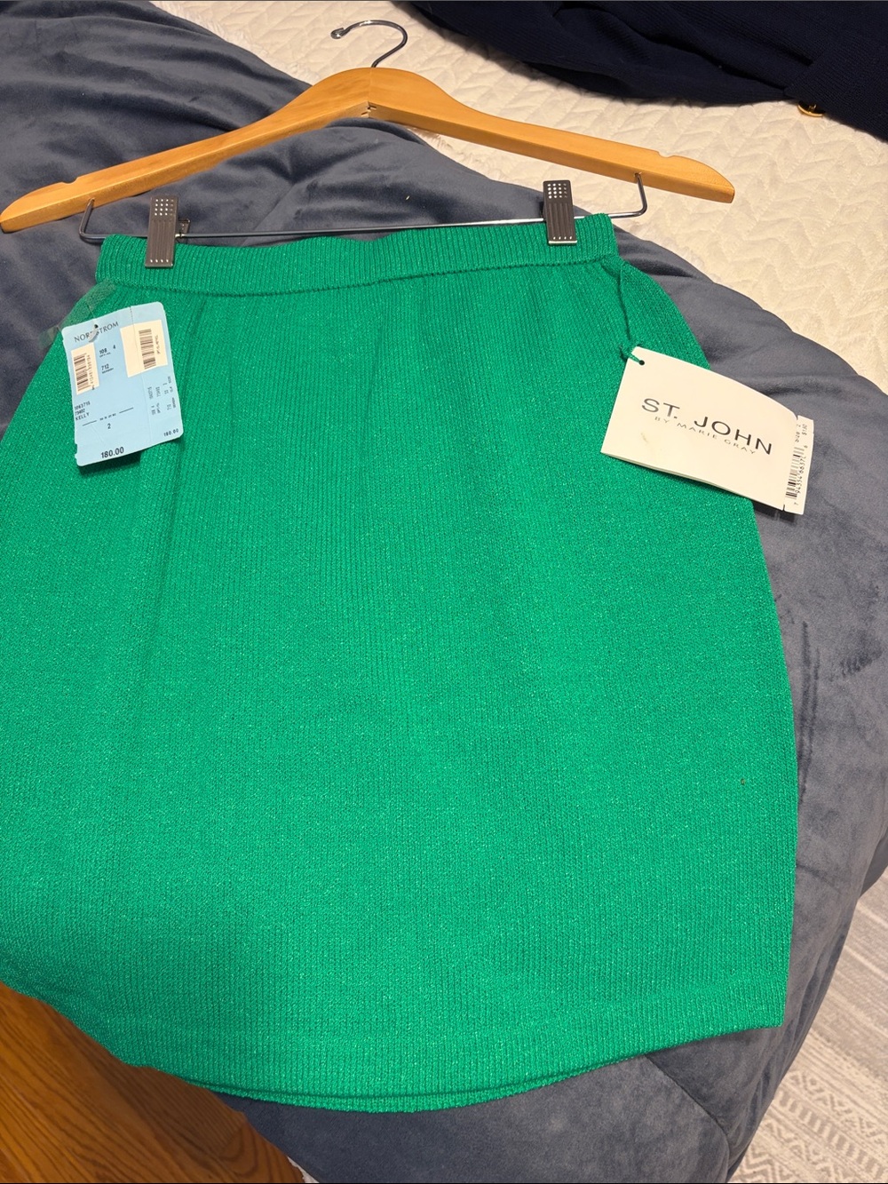 St. John Bright Green Knit Mini Skirt